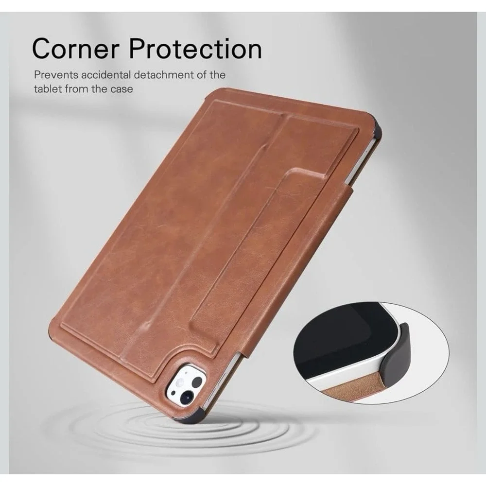 COBAK iPad Pro 13 Case M4 M5 2024 2025 Brown Leather Folio Stand A2925 A3007